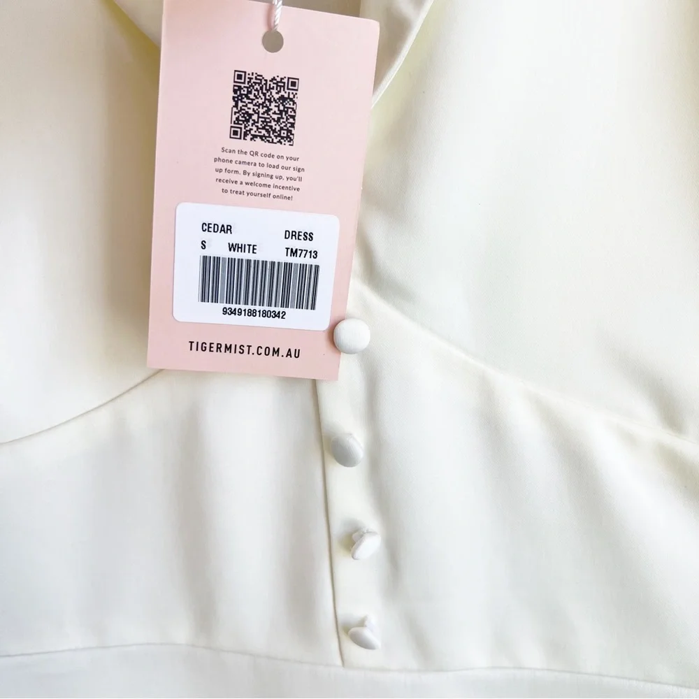 NWT TIGER MIST Ivory Cedar Dress Size Small Long Sleeve deep v-neckline - Picture 6 of 14
